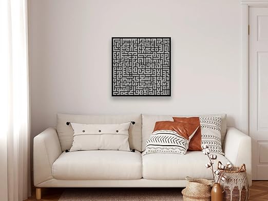 Ayat Al Kursi Kufi Islamic Metal Wall Decor | Square kufi Ayatul kursi Wall Art | | Islamic Home Decor | Islamic Calligraphy | Muslim Home Decor | Ramadan Gift | Black