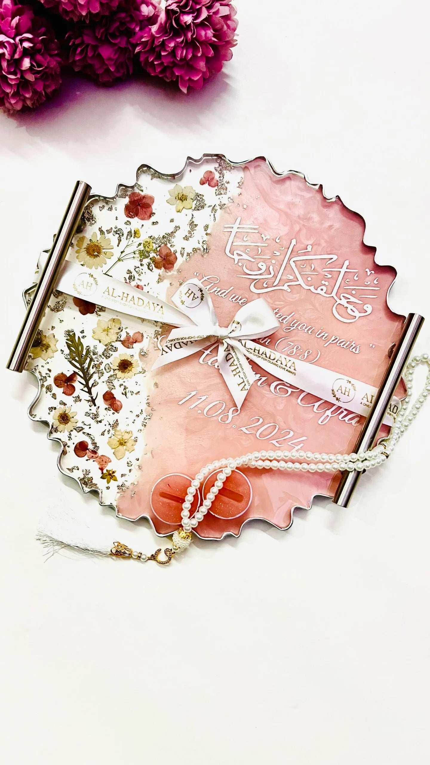 Handmade Personalised Wedding Resin Tray, Engagement Tray, Islamic Wedding Ring Tray, Wedding Gift, Nikah Tray,
