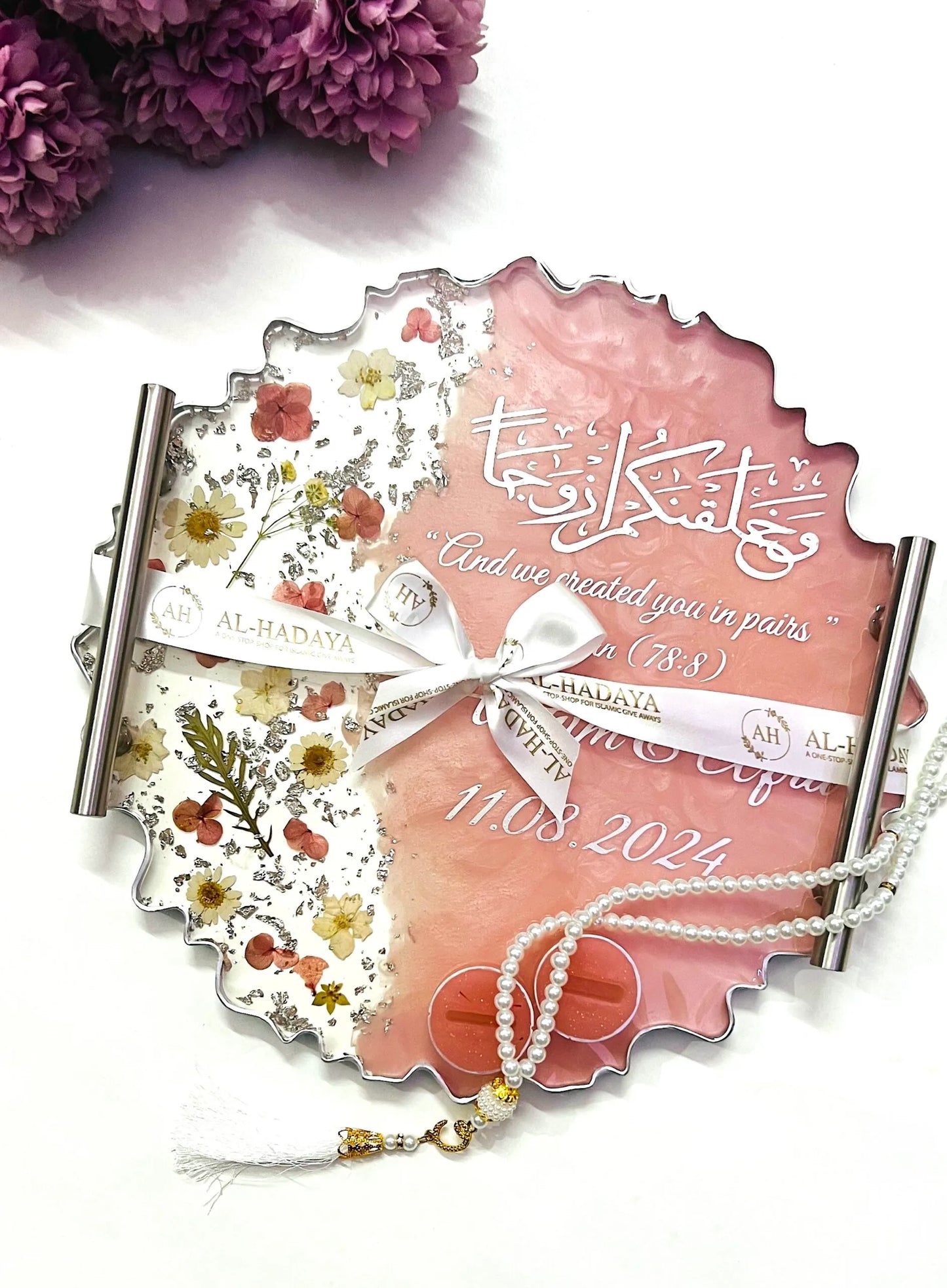 Handmade Personalised Wedding Resin Tray, Engagement Tray, Islamic Wedding Ring Tray, Wedding Gift, Nikah Tray,