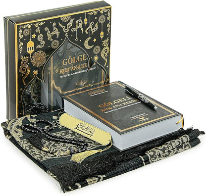 The Holy Qur'an Arabic Practice with Erasable Pen, The Study Noble Quran for Memorizers, Prayer Gift Set for Men & Women, Muslim Prayer Rug, Beads Taasbih, Praying Mat, Black