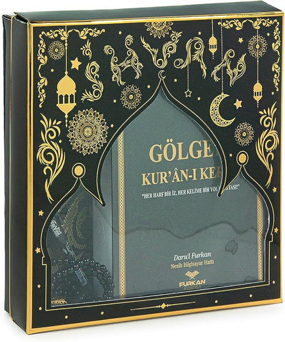 The Holy Qur'an Arabic Practice with Erasable Pen, The Study Noble Quran for Memorizers, Prayer Gift Set for Men & Women, Muslim Prayer Rug, Beads Taasbih, Praying Mat, Black