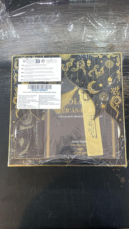 The Holy Qur'an Arabic Practice with Erasable Pen, The Study Noble Quran for Memorizers, Prayer Gift Set for Men & Women, Muslim Prayer Rug, Beads Taasbih, Praying Mat, Black